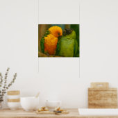 Poster Affection tropicale - Perroquets dans la lumière f (Cuisine)