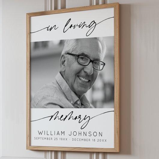 Poster Affectueux Souvenir Moderne Écriture Photo Funérai