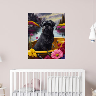 Poster Affenpinscher Chien sur une pagaie : une aventure 