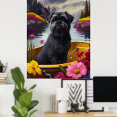 Poster Affenpinscher Chien sur une pagaie : une aventure  (Bureau à domicile)