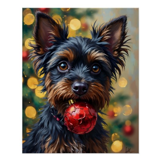 Poster Affenpinscher Dog with Christmas Ornament (Devant)