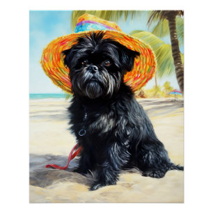 Poster Affenpinscher sur la plage, cadeau d'été pour les 