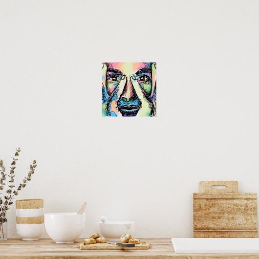 POSTER AFFICHAGE D'ART SCRIBBLE FACE RAINBOCE (Cuisine)