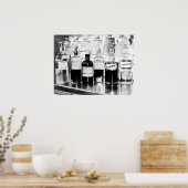 Poster Affichage de bouteilles apothécaires contenant des (Cuisine)