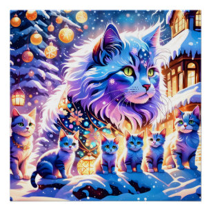 Poster Affichage des chats de Noël