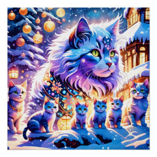 Poster Affichage des chats de Noël