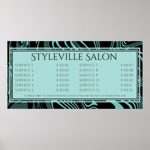 Poster Affichage des prix de service de salon de coiffure