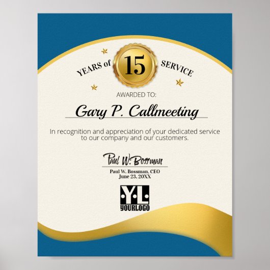 Poster Affichage du certificat d'anniversaire d'employé d (Devant)