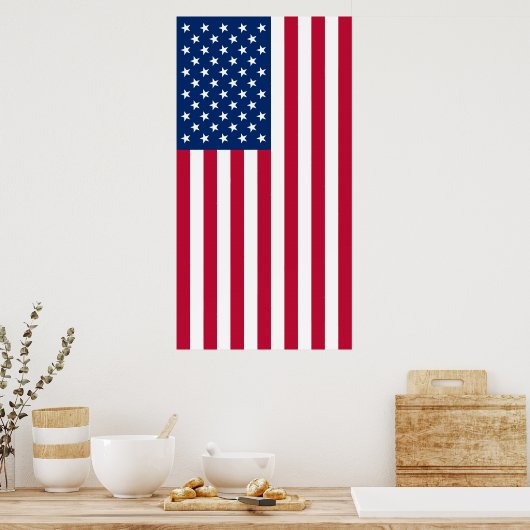 Poster Affichage vertical approprié du drapeau des États- (Cuisine)