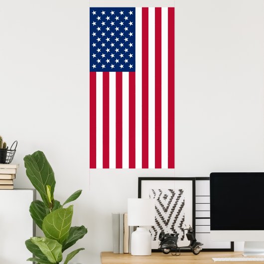 Poster Affichage vertical approprié du drapeau des États- (Bureau à domicile)