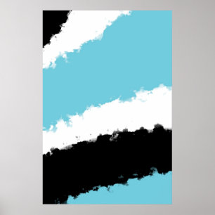 Poster Affiche, Aquarelle Bleue, Minimalisme Abstrait