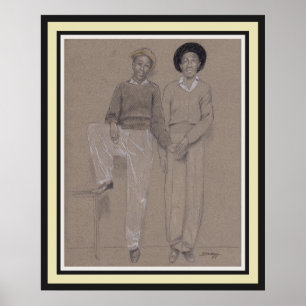 Poster Affiche, art original de 2 hommes de couleur from