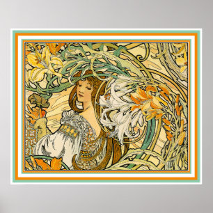 Poster Affiche/copie :  Art Nouveau - langue des fleurs