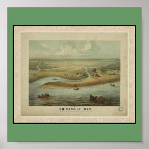 Poster Affiche-Cru Carte-Chicago en 1820