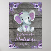 Poster Affiche de bienvenue Elephant Rustique Purp (Devant)