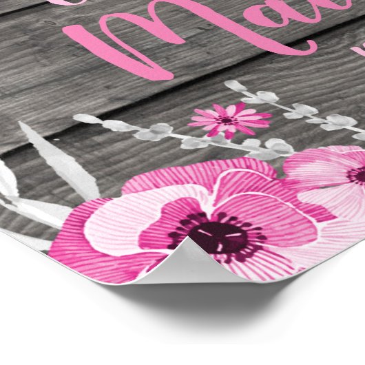 Poster Affiche de bienvenue Elephant Rustique Rose (Coin)