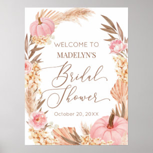 Póster Affiche de bienvenue Floral Pampas Brid Sho