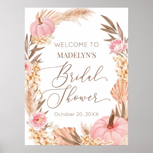 Póster Affiche de bienvenue Floral Pampas Brid Sho (Devant)