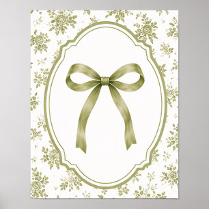 Poster (AFFICHE) Élégant Ruban Vert Floral Vintage
