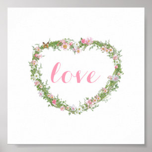 Poster Affiche/image - amour floral de coeur