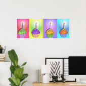 Poster Affiches, bannières - Cupcakes d'anniversaire (Bureau à domicile)