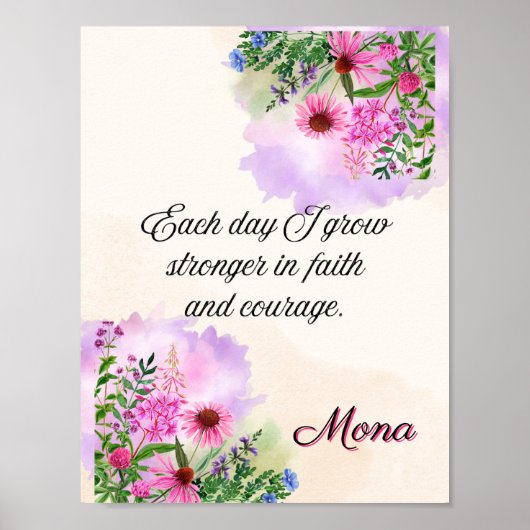 Poster Affirmation Faith:Each Day I Grow (Devant)