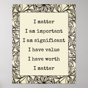 Poster Affirmation Intérêt Vous Comptez Mandala Abstrait