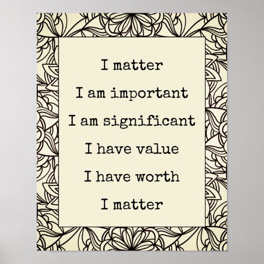 Poster Affirmation Intérêt Vous Comptez Mandala Abstrait (Devant)