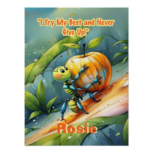 Poster Affirmation pour enfant : "J'essaie de mon mieux e (Devant)