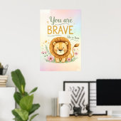 Poster Affirmation pour enfants - Vous êtes courageux com (Bureau à domicile)