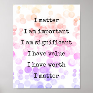 Poster Affirmation Self Worth Encouragement Vous Comptez
