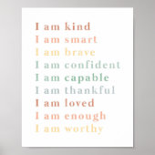 Poster Affirmations Chart Illustration Classroom Art (Devant)