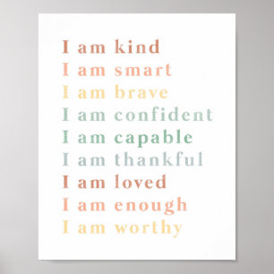 Poster Affirmations Chart Illustration Classroom Art 