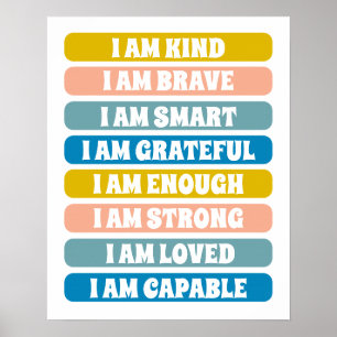Poster Affirmations Colorées Pour Enfants Décor De Nourri