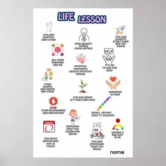 Poster Affirmations d'art mural sur les leçons de vie (Devant)