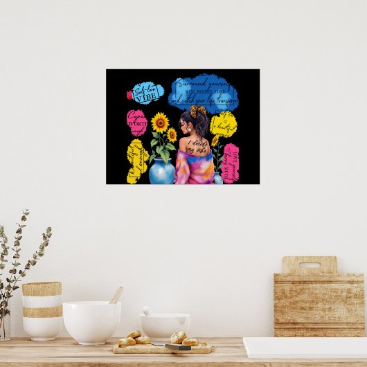 Poster Affirmations d'autonomisation des femmes Vibes pos (Cuisine)