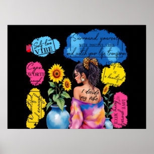 Poster Affirmations d'autonomisation des femmes Vibes pos