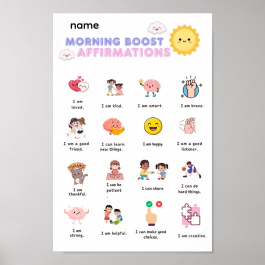 Poster Affirmations de boost matinal sur toile (Devant)