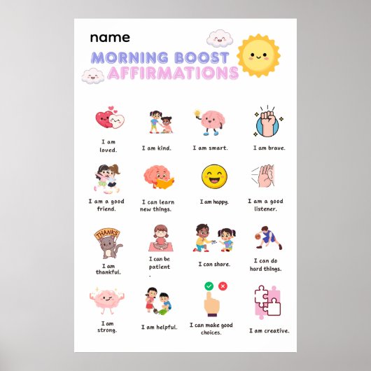 Poster Affirmations de boost matinal sur toile (Devant)