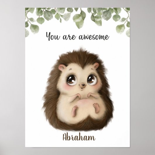 Poster Affirmations de hérisson Whispering personnalisabl (Devant)