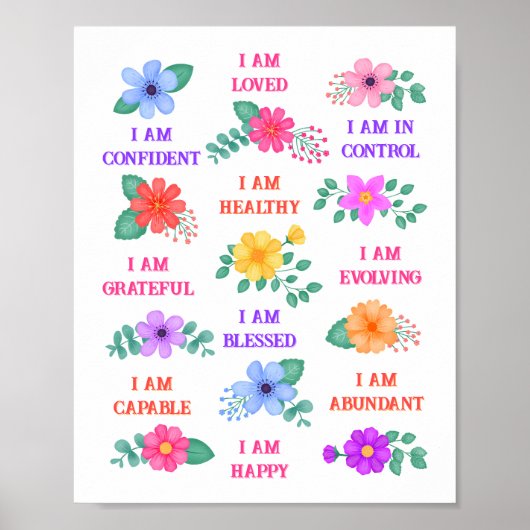 Poster Affirmations positives Inspirational Daily Floral (Devant)