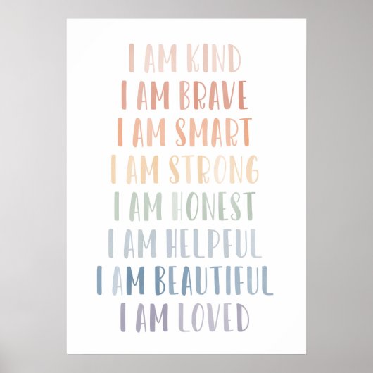Poster Affirmations pour enfants, Affirmations arc-en-cie (Devant)