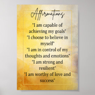 Poster Affirmations pour la confiance en soi et l'inspira