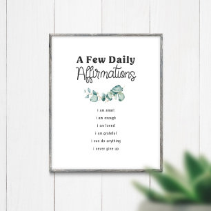 Poster Affirmations Quotidiennes Autonomie Soins Verdure