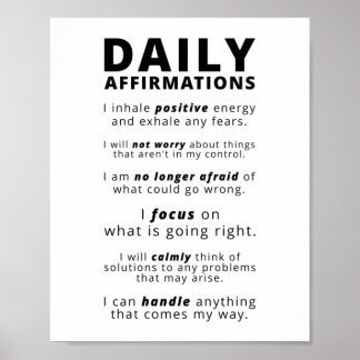 Poster Affirmations quotidiennes | Devis inspirant
