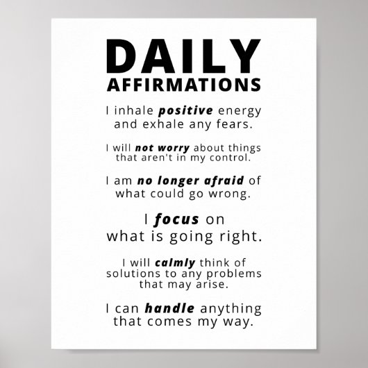 Poster Affirmations quotidiennes | Devis inspirant (Devant)