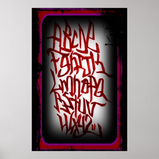 Poster Affisch - alfabet graffitti - röd (Devant)