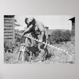 Poster Affûter une mise en oeuvre agricole, années 1930