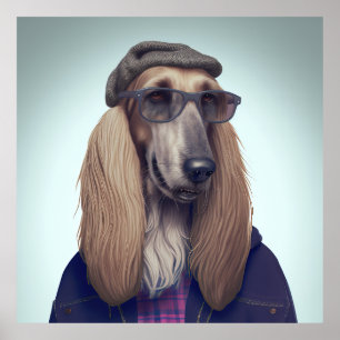 Poster Afghaanse hond Hipster Dog