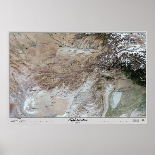 Poster Afghanistan Carte satellite de l'affiche Imprimer (Devant)